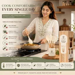 Silicone Spatula Set for Kitchen Ideal for Non-Stick Cooking Pans Ladles Natural Acacia Hard Wood Handle Turner Serving Cooking Spoon for Omelet Egg Dosa chapati Set of 3 (Ivory) - Standard, Ivory