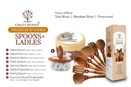 CRAFTY HEAVEN Natural Handmade Cooking Spoon Sheesham Wood Utensils with Oil Spreader Kitchen Tools Gift Set Of 8 - Standard, Brown