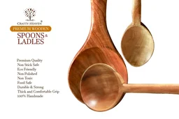 CRAFTY HEAVEN Natural Handmade premium Cooking Spoon Neem Wood Utensils Kitchen Tools Gift Set Of 5 - Standard, Yellow