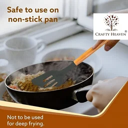 Silicone Spatula Set for Kitchen Ideal for Non-Stick Cooking Pans Ladles Natural Acacia Hard Wood Handle Turner Serving Cooking Spoon for Omelet Egg Dosa chapati Set of 3 (Gray) - Standard, Gray