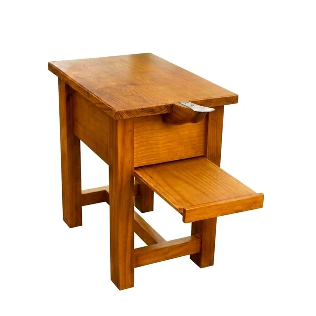 WOODMAX Kerala Traditional Wooden Coconut Scraper Stool/With Pull Out Stand/Multipurpose Use - 41X27.5X43 CM, TEAK WOOD