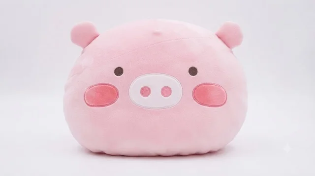 Round Pink Pig Plush Cushion - 20cm - 25cm