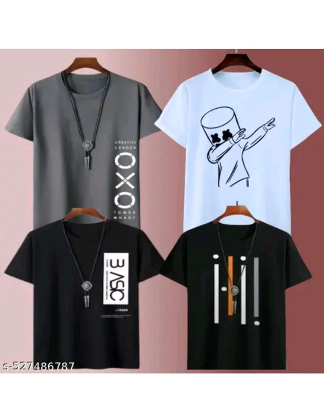 4SET COMBO MAN POLYSTER PRINTED HALF T SHIRT