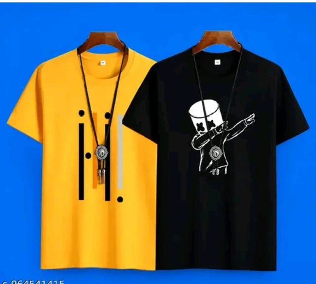 PRINTED Solid Round neck T-shirt pack of 2