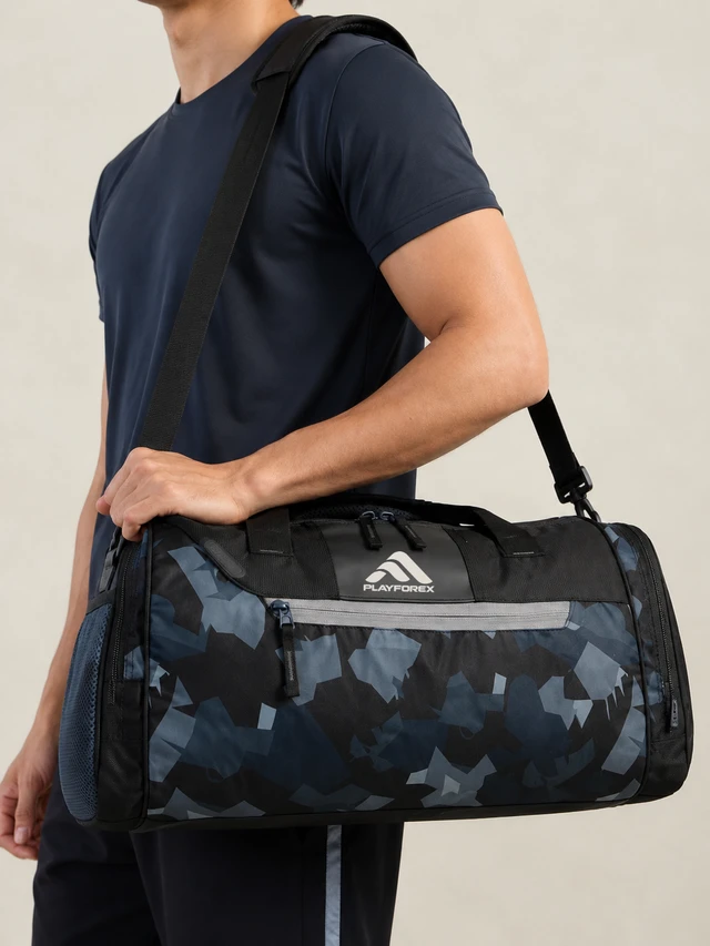 Gym Bag with Shoe Compartment, Sports Duffle Bag for Men & Women – Grey & Black