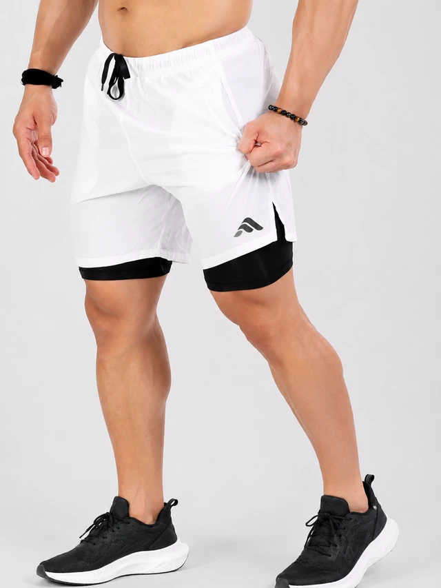 Playforex 2 in 1 Compression Shorts White