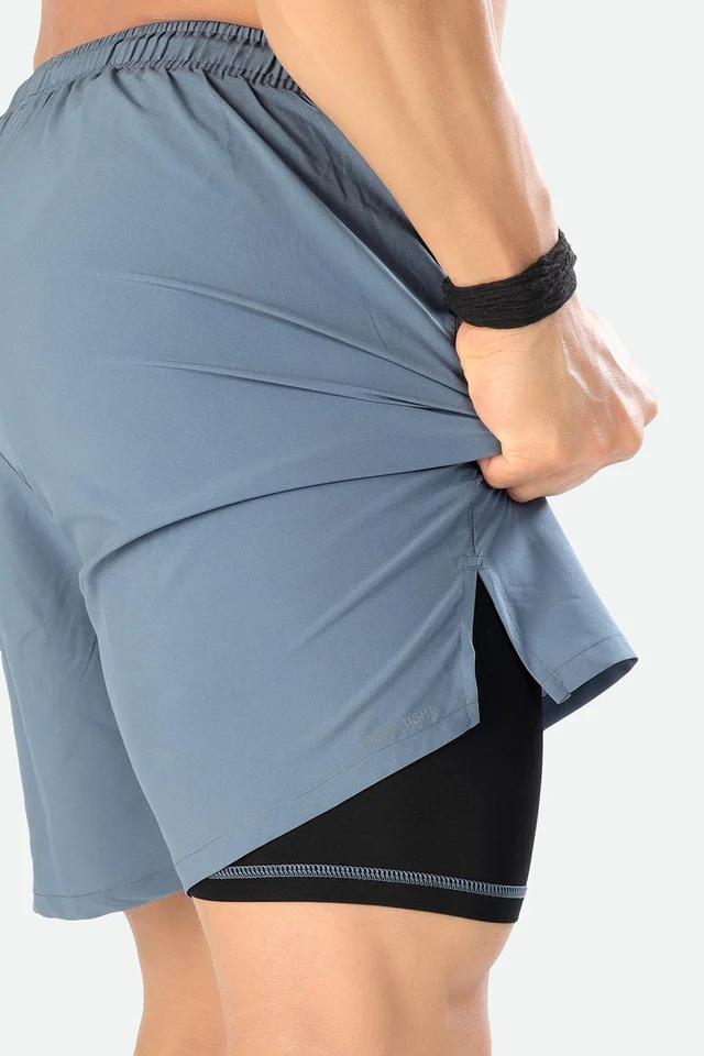 Playforex 2 in 1 Compression Shorts Light Grey