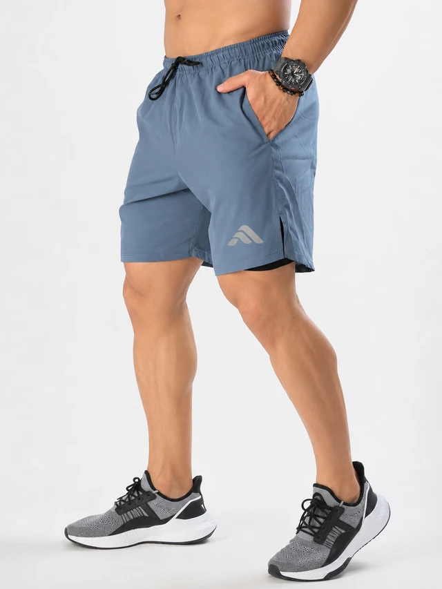 Playforex 2 in 1 Compression Shorts Light Grey