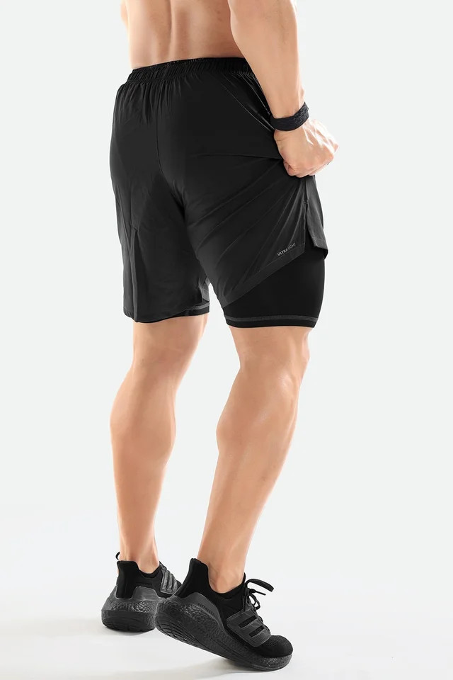Playforex 2 in 1 Compression Shorts Dark Grey