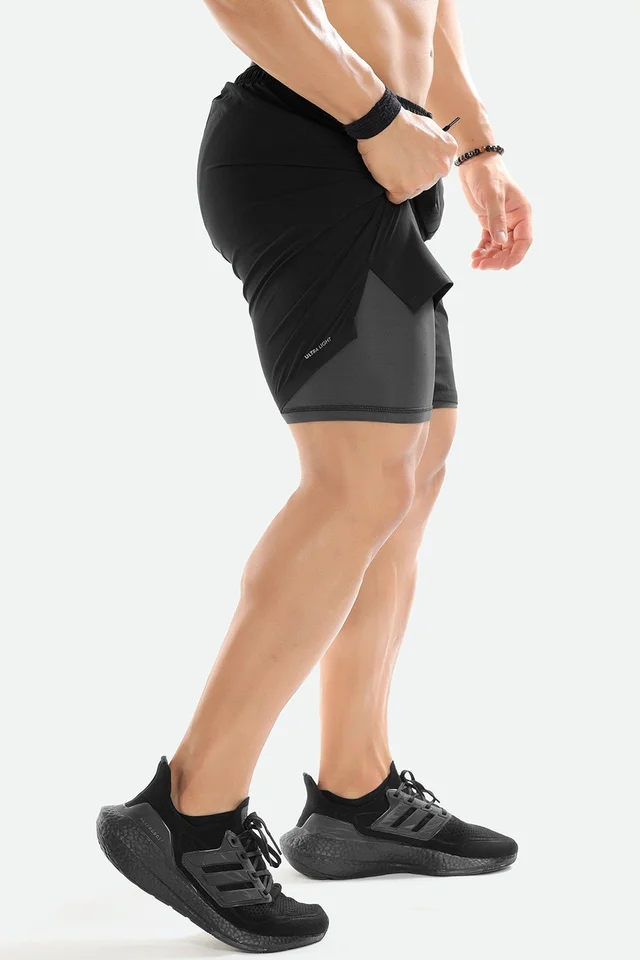 Playforex 2 in 1 Compression Shorts Black