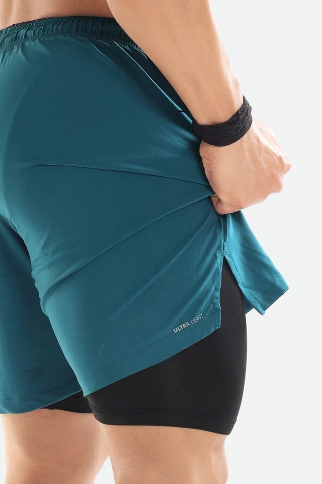 Playforex 2 in 1 Compression Shorts Teal
