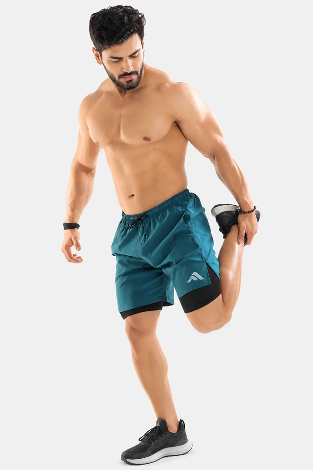 Playforex 2 in 1 Compression Shorts Teal