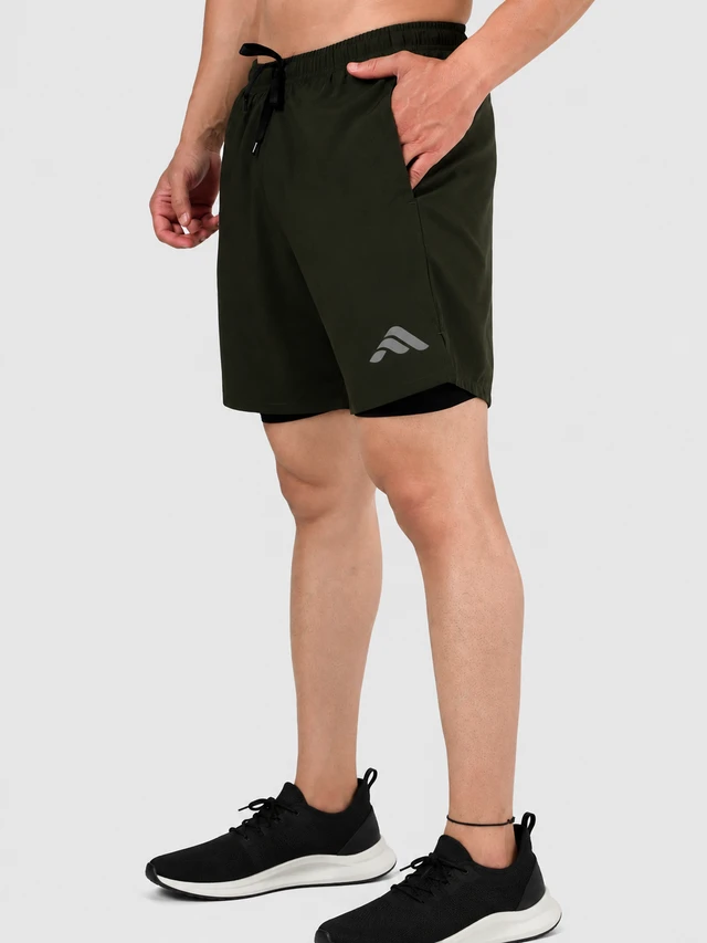 Playforex 2 in 1 Compression Shorts Olive