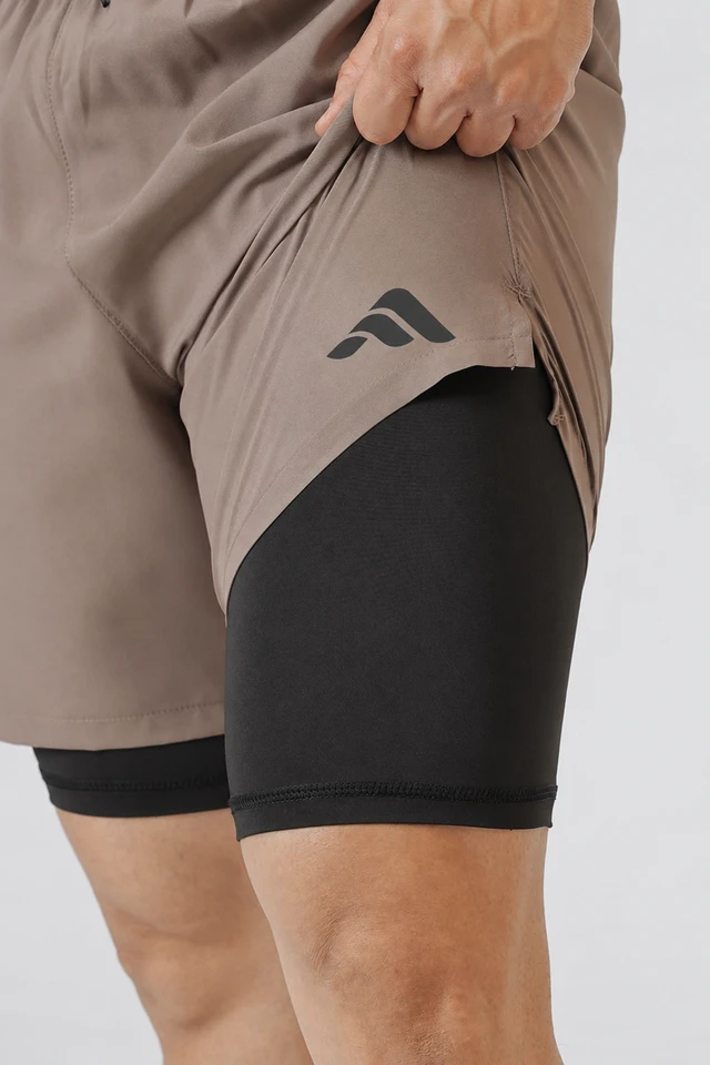 Playforex 2 in 1 Compression Shorts Dusk Brown