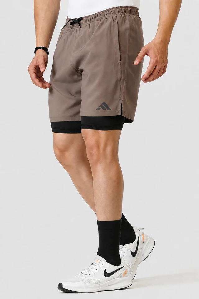 Playforex 2 in 1 Compression Shorts Dusk Brown