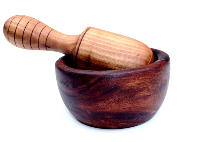 Wooden Mortar & Pestle Kundi Sota
