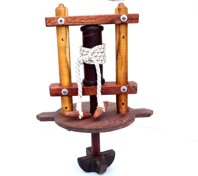 Handcrafted Wooden Bilona Mathani Height Adjustable