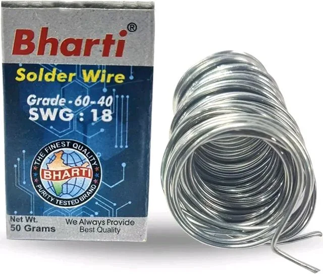 Bharti Flux Cored Solder Wire Grade 60-40 SWG-18 (50gm)- Tin Lead Rosin core