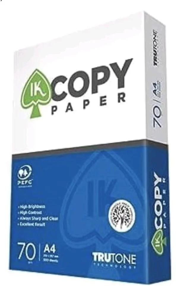 IK Copier Paper 70 GSM A4 Size White Paper For Laserjet Fax, Machine, Inkjet Printer (PACK OF 1) (500 SHEETS)