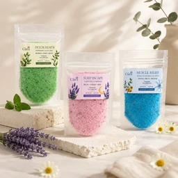 Clara Bath Salt Trio (3 × 50 g) Detox Renew, Muscle Relief & Sleep Escape