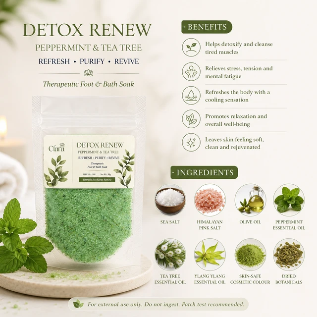Clara Detox Renew Bath Salt (50g) - Algae Green