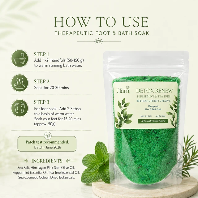Clara Detox Renew Bath Salt (200 g) - Algae Green