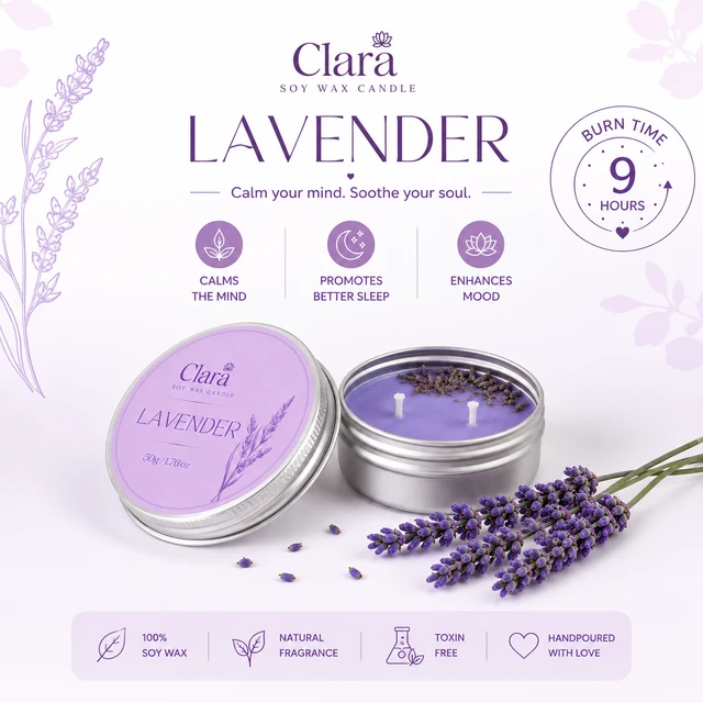Clara Lavender Scented Candle ( 50 G )