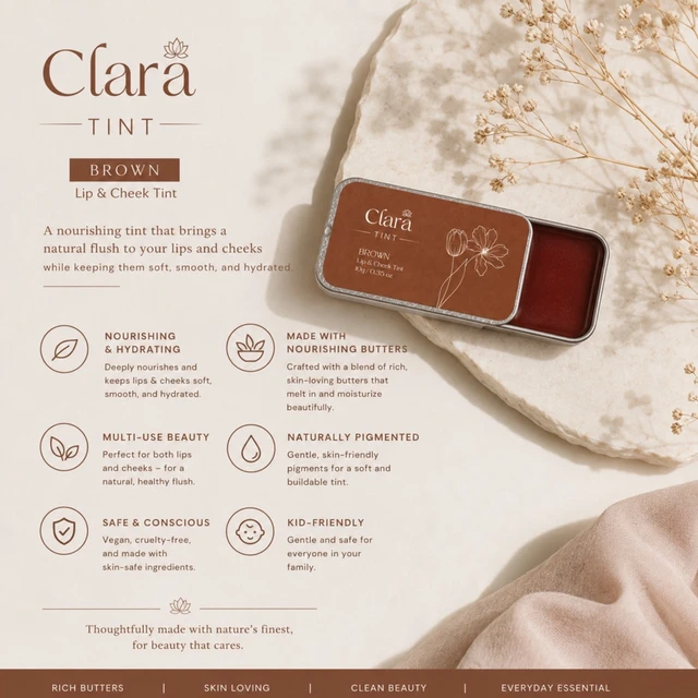 Clara Lip & Cheek Tint (Brown) – 10 g