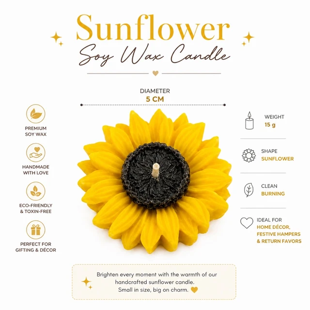 Clara Sunflower Soy Wax Candle – 15g | Premium Scented Floral Candle & Wax Sachet