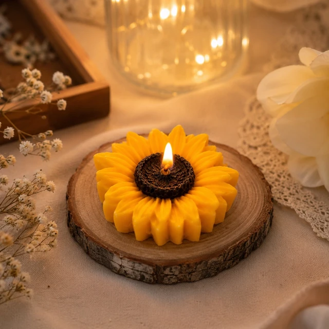 Clara Sunflower Soy Wax Candle – 15g | Premium Scented Floral Candle & Wax Sachet