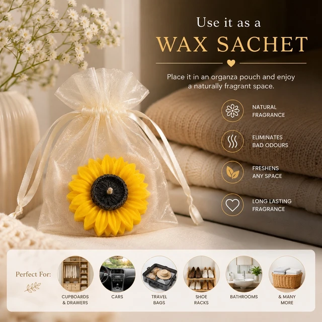 Clara Sunflower Soy Wax Candle – 15g | Premium Scented Floral Candle & Wax Sachet
