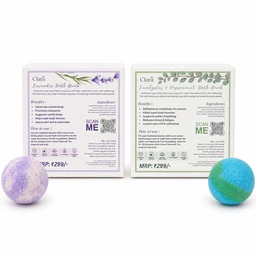 Clara Bath Bomb Duo (2 × 70 g) Eucalyptus & Peppermint + Lavender