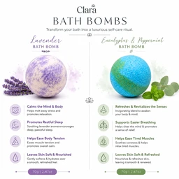 Clara Bath Bomb Duo (2 × 70 g) Eucalyptus & Peppermint + Lavender