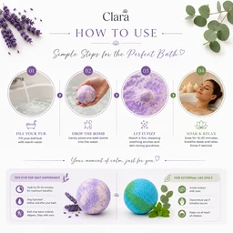 Clara Bath Bomb Duo (2 × 70 g) Eucalyptus & Peppermint + Lavender