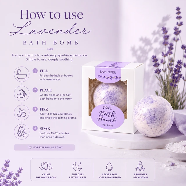 Clara Lavender Bath Bomb (70 g)