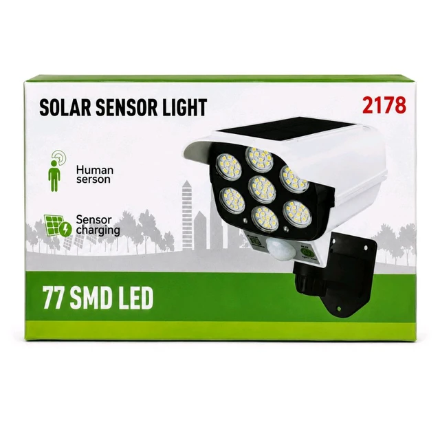 77 SMD LED Solar Sensor Light | Solar Powered Motion Sensor Outdoor Wall Light