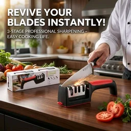 3-Stage Professional Knife Sharpener – Fast, Safe & Easy Kitchen Knife Sharpening Tool
