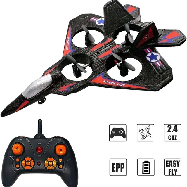 LO712 RC Flying Jet Drone with LED Lights | 2.4GHz Remote Control | 360° Stunt | USB Rechargeable | Indoor & Outdoor Toy