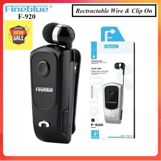 F920 Sports Bluetooth V4.1 Headset Earpiece 2.4GHz Retractable Driving Earphone HandsFree Support for Office/Driving(Black) for Fineblue f990 Drahtlose Bluetooth Headset
