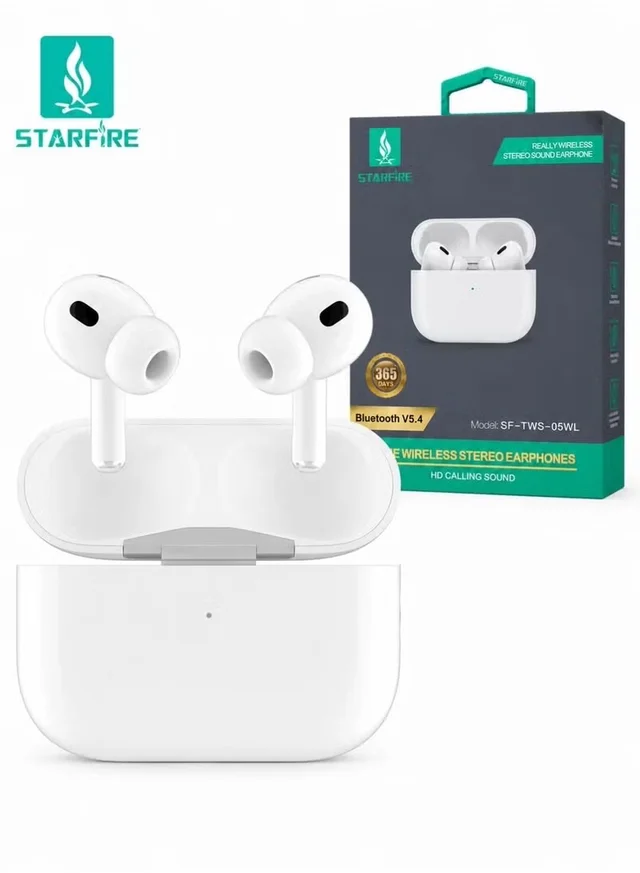 Bluetooth V5.4 True Wireless Stereo Earbuds, Touch Control Earphones with HD Calling, IPX4 Waterproof, 300mAh Charging Case, Long Battery Life, White
