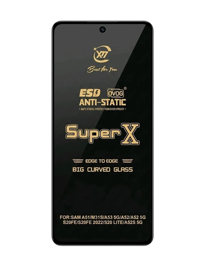 Zelexi Super X ESD Anti-Static Edge-to-Edge Tempered Glass Screen Protector for Samsung Galaxy A53 5G, A52s, A52, A51, S20 FE 5G and M31s (Black)