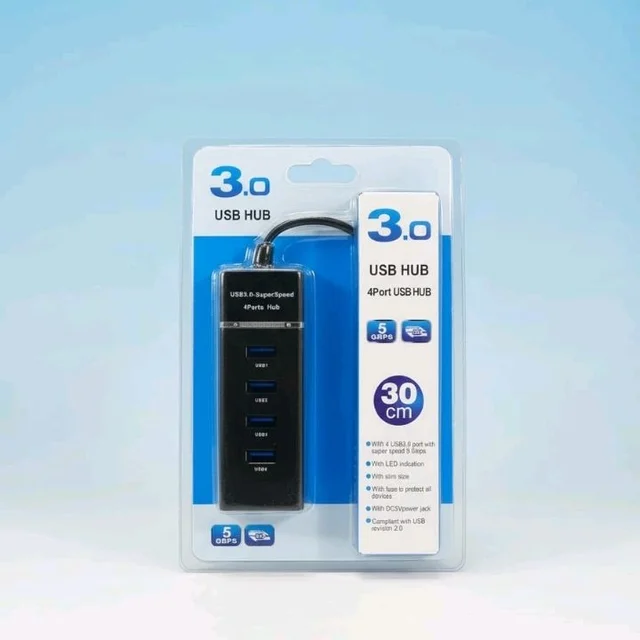 Zelexi High-Speed 4-Port USB 3.0 Hub (30cm Cable) | 5 Gbps Data Transfer Rate