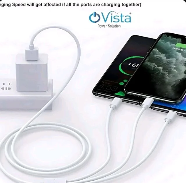 Ovista OVista The Power of 3-in-1 Multi Charging Cable (Model: OVDM009) | 4.5 Amp Super Fast Charging Cord | New Upgraded In-Mold Structure Design with High-Temperature Protection (White)