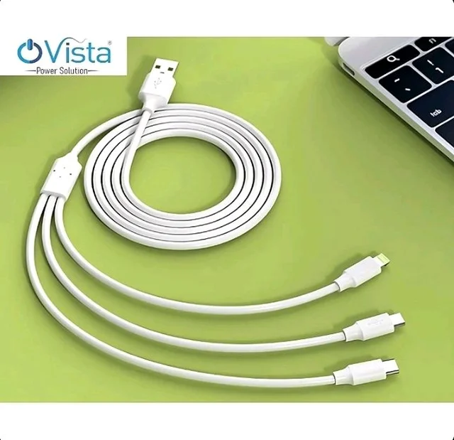 Ovista OVista The Power of 3-in-1 Multi Charging Cable (Model: OVDM009) | 4.5 Amp Super Fast Charging Cord | New Upgraded In-Mold Structure Design with High-Temperature Protection (White)