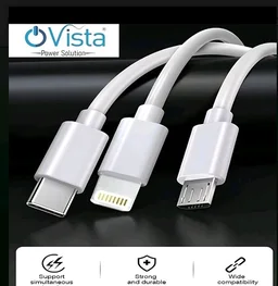 Ovista OVista The Power of 3-in-1 Multi Charging Cable (Model: OVDM009) | 4.5 Amp Super Fast Charging Cord | New Upgraded In-Mold Structure Design with High-Temperature Protection (White)