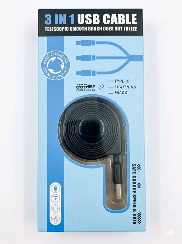 3 IN 1 USB CABLE TYPE (C), Micro, Lightning