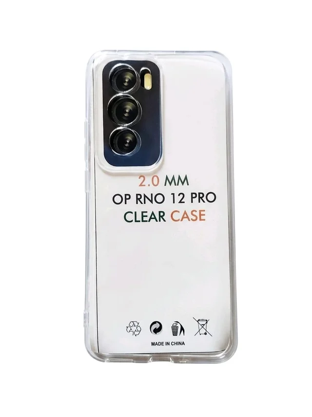 Oppo Reno 12 Pro Clear Case | 2.0mm Shockproof Slim Transparent Back Cover | Premium TPU Crystal Clear Protection Protective Case for Oppo Reno 12 Pro