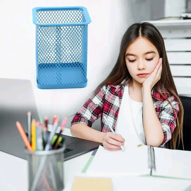 Metal Mesh Pen Holder for Desk Durable Office Organizer for Pens, Pencils, and Stationery (1 Pc)