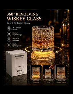 Whiskey Rotating Glass With Light