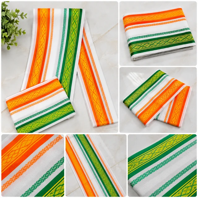 Traditional Tricolor Mix Cotton Uttorio – 2 Meter Decorative Border Design